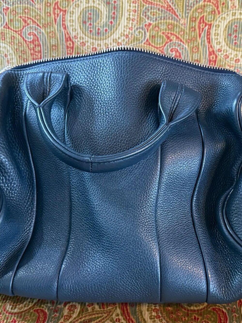 Alexander Wang Rocco Duffle Bag Gold Studs Dark Navy Pebbled Bowery Tote